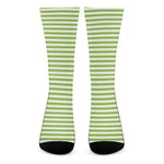 Green And White Striped Pattern Print Crew Socks