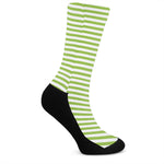 Green And White Striped Pattern Print Crew Socks