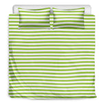 Green And White Striped Pattern Print Duvet Cover Bedding Set