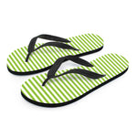 Green And White Striped Pattern Print Flip Flops