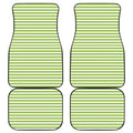 Green And White Striped Pattern Print Front and Back Car Floor Mats