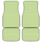 Green And White Striped Pattern Print Front and Back Car Floor Mats