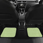 Green And White Striped Pattern Print Front and Back Car Floor Mats