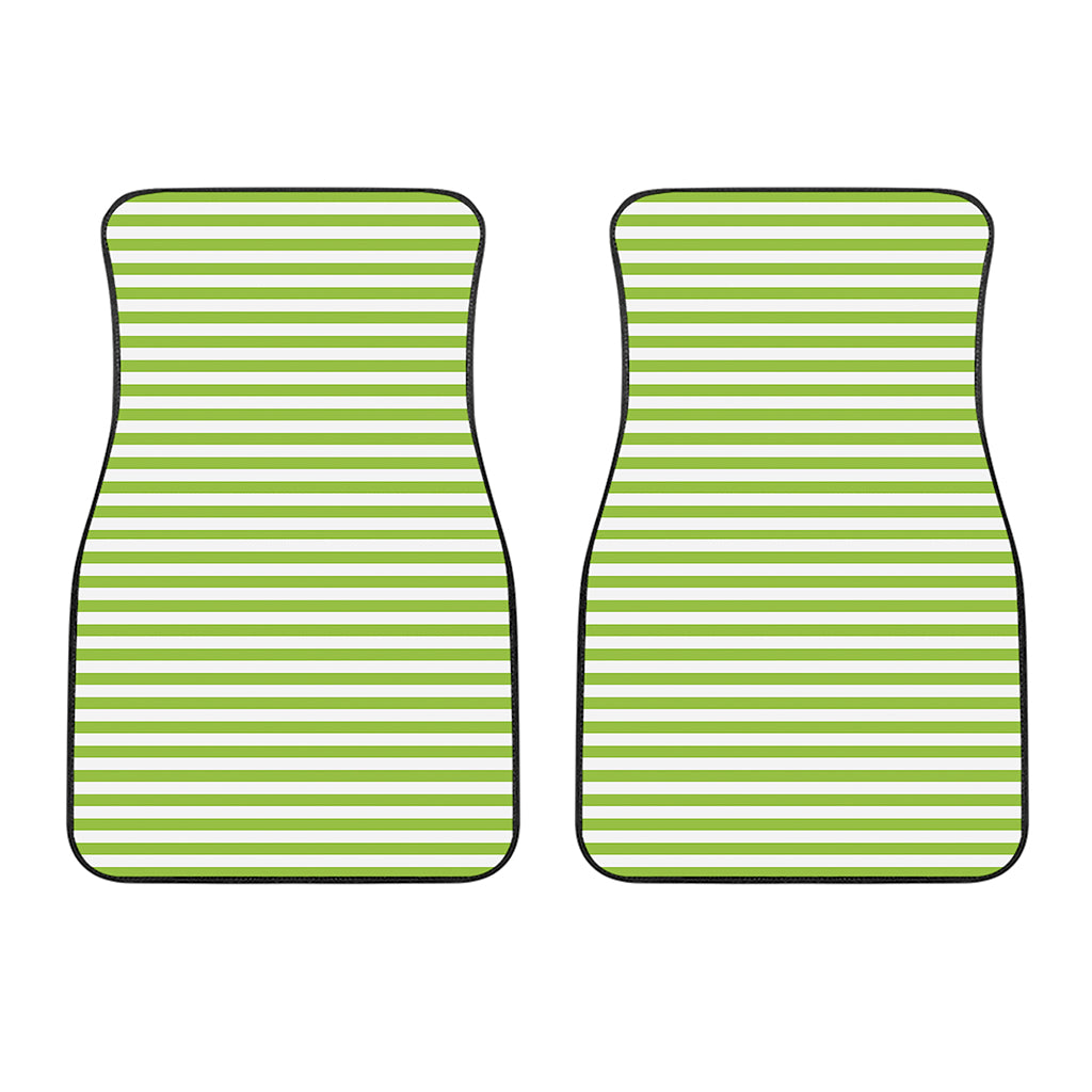 Green And White Striped Pattern Print Front Car Floor Mats