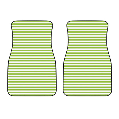 Green And White Striped Pattern Print Front Car Floor Mats