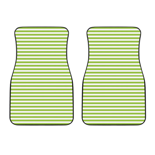 Green And White Striped Pattern Print Front Car Floor Mats