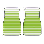 Green And White Striped Pattern Print Front Car Floor Mats