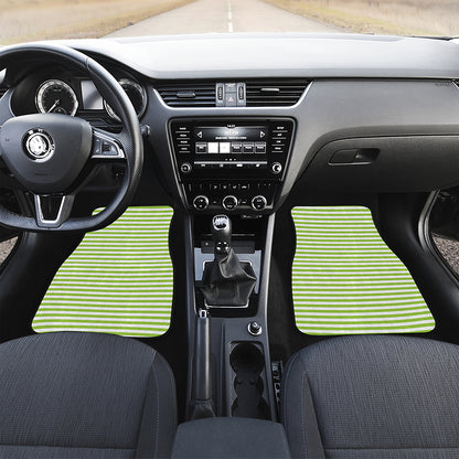Green And White Striped Pattern Print Front Car Floor Mats
