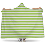 Green And White Striped Pattern Print Hooded Blanket