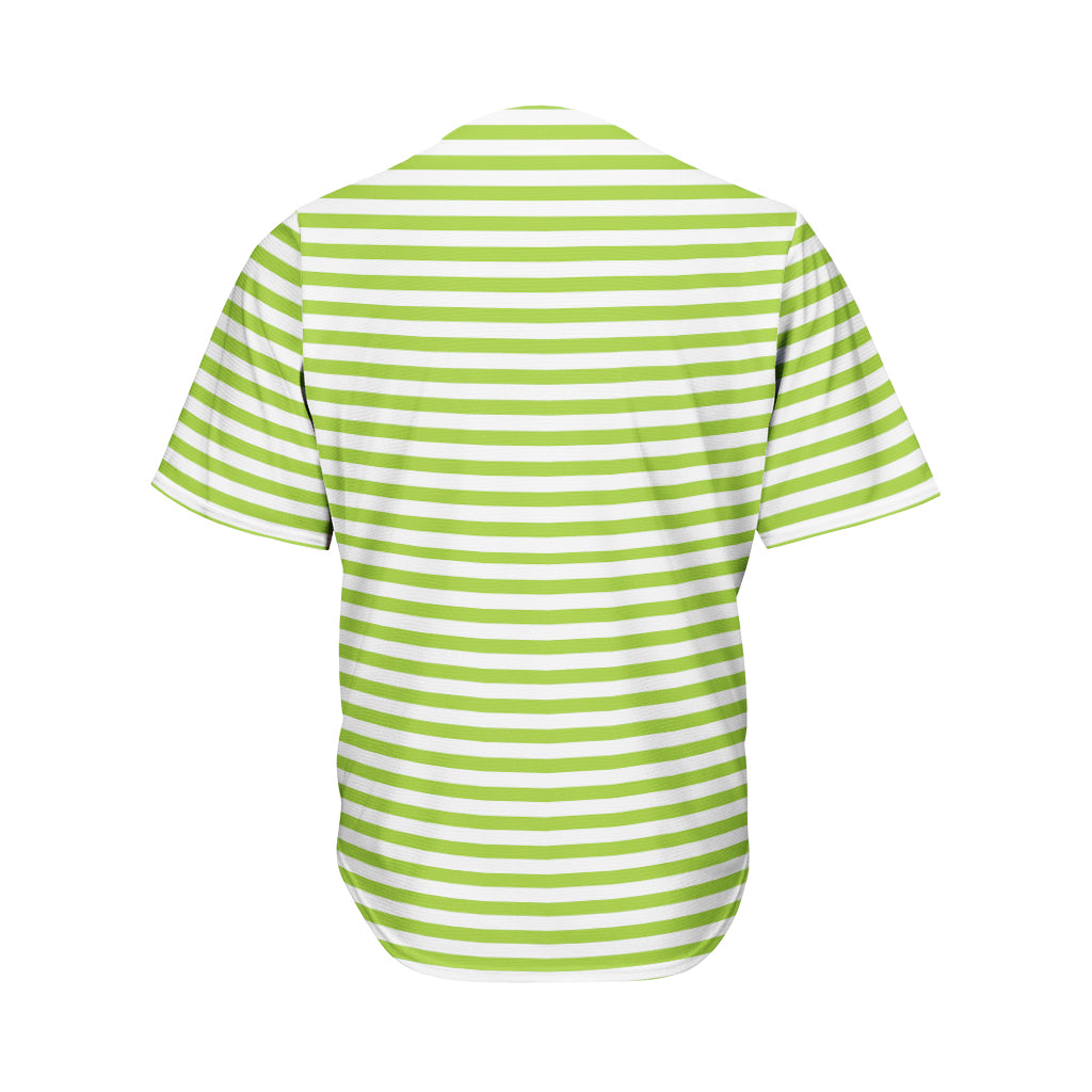 Green And White Striped Pattern Print Men's Baseball Jersey