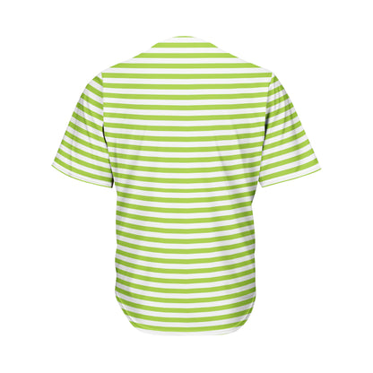 Green And White Striped Pattern Print Men's Baseball Jersey