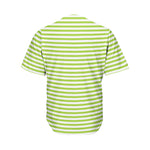 Green And White Striped Pattern Print Men's Baseball Jersey