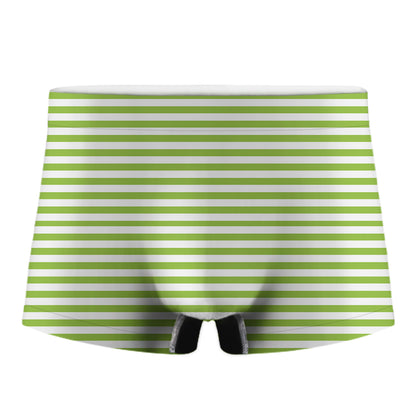 Green And White Striped Pattern Print Men's Boxer Briefs