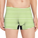 Green And White Striped Pattern Print Men's Boxer Briefs