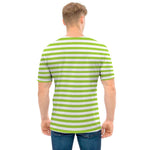 Green And White Striped Pattern Print Men's T-Shirt