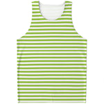 Green And White Striped Pattern Print Men's Tank Top
