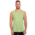 Green And White Striped Pattern Print Men's Tank Top