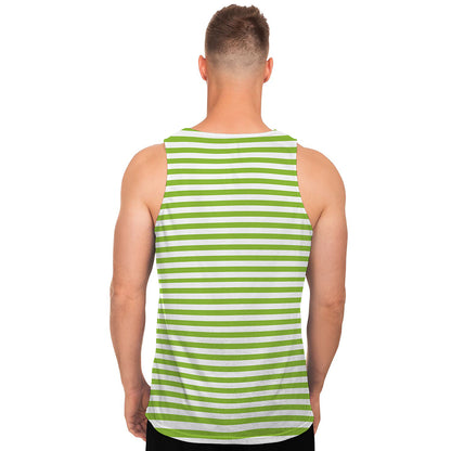 Green And White Striped Pattern Print Men's Tank Top