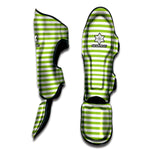 Green And White Striped Pattern Print Muay Thai Shin Guard