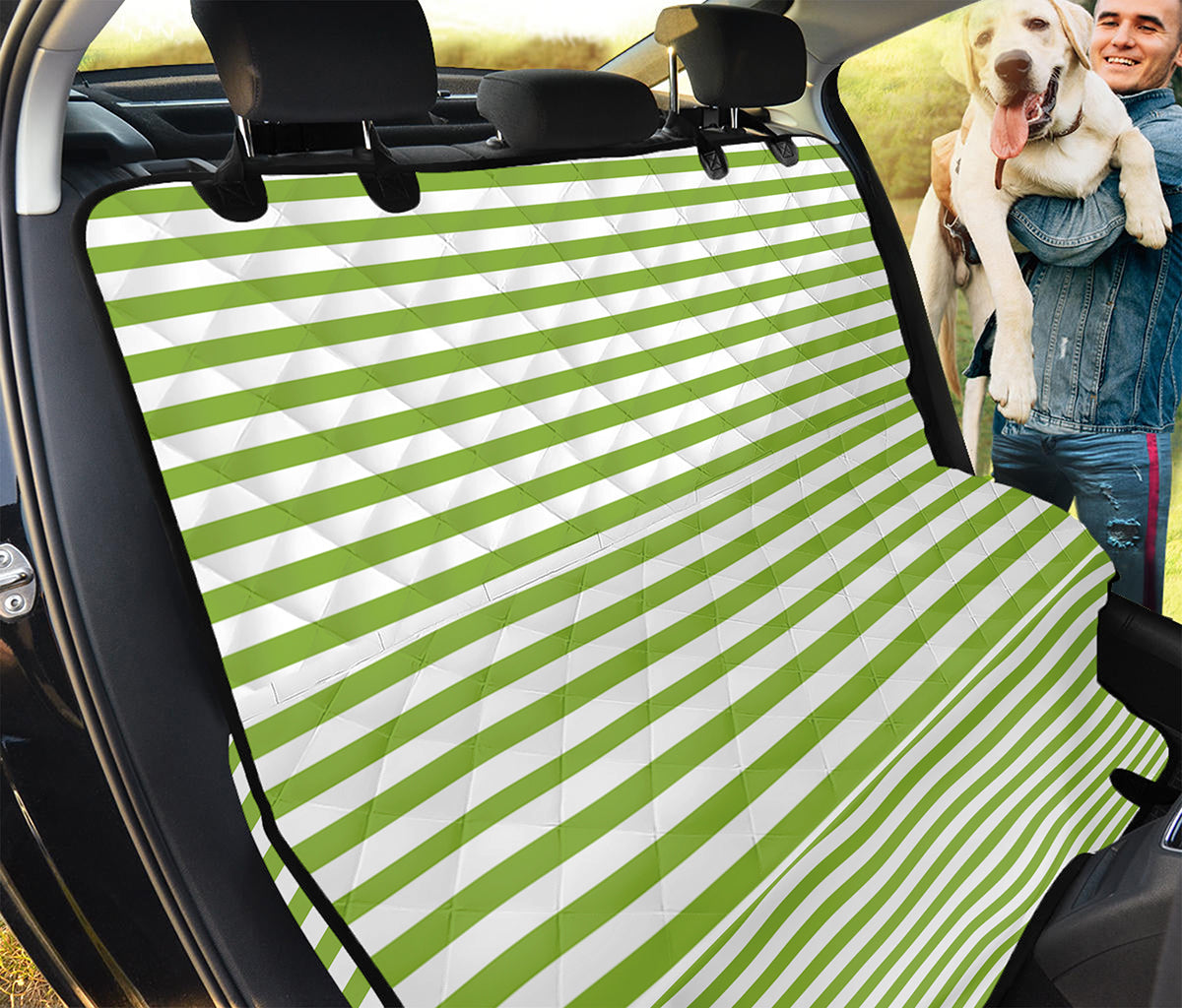 Green And White Striped Pattern Print Pet Car Back Seat Cover