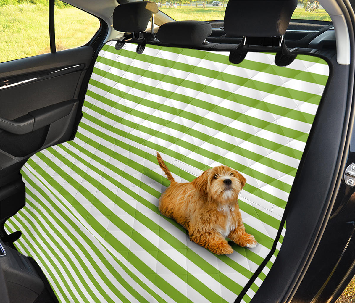 Green And White Striped Pattern Print Pet Car Back Seat Cover