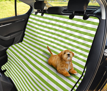 Green And White Striped Pattern Print Pet Car Back Seat Cover