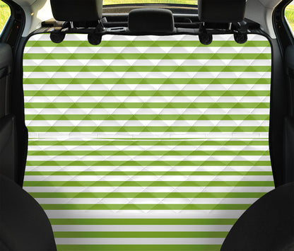 Green And White Striped Pattern Print Pet Car Back Seat Cover