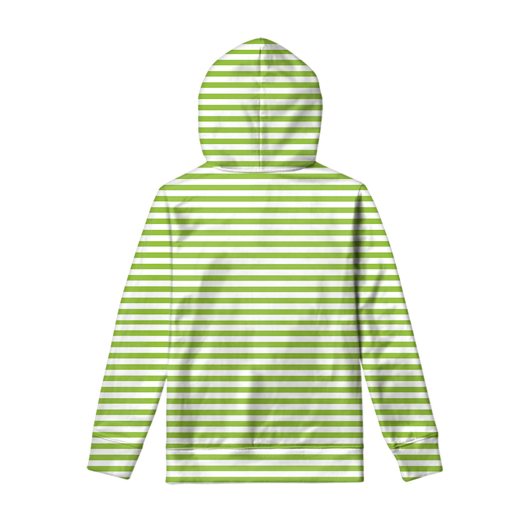Green And White Striped Pattern Print Pullover Hoodie