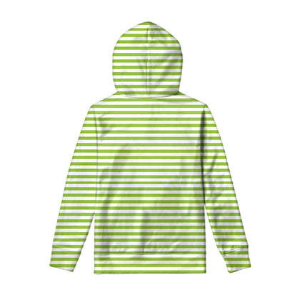 Green And White Striped Pattern Print Pullover Hoodie