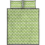 Green And White Striped Pattern Print Quilt Bed Set