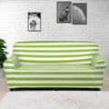 Green And White Striped Pattern Print Sofa Cover