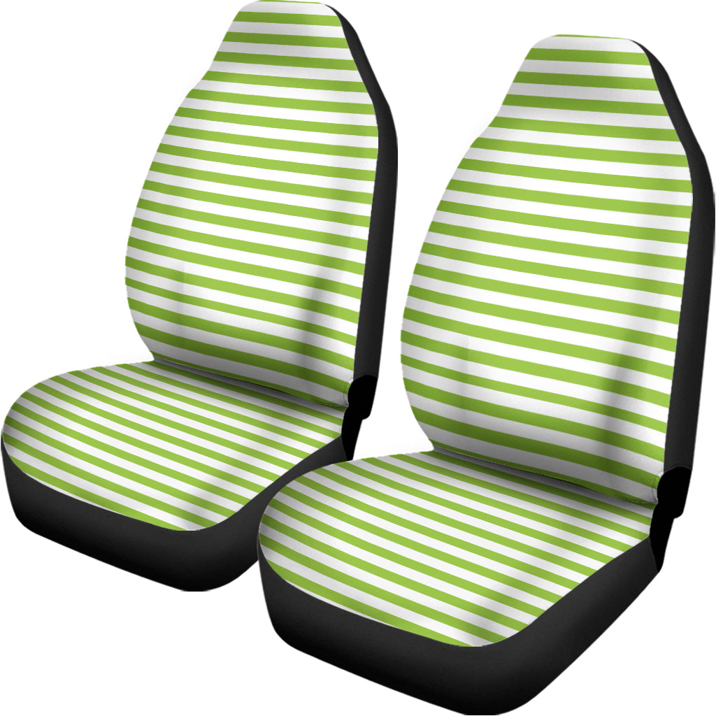Green And White Striped Pattern Print Universal Fit Car Seat Covers