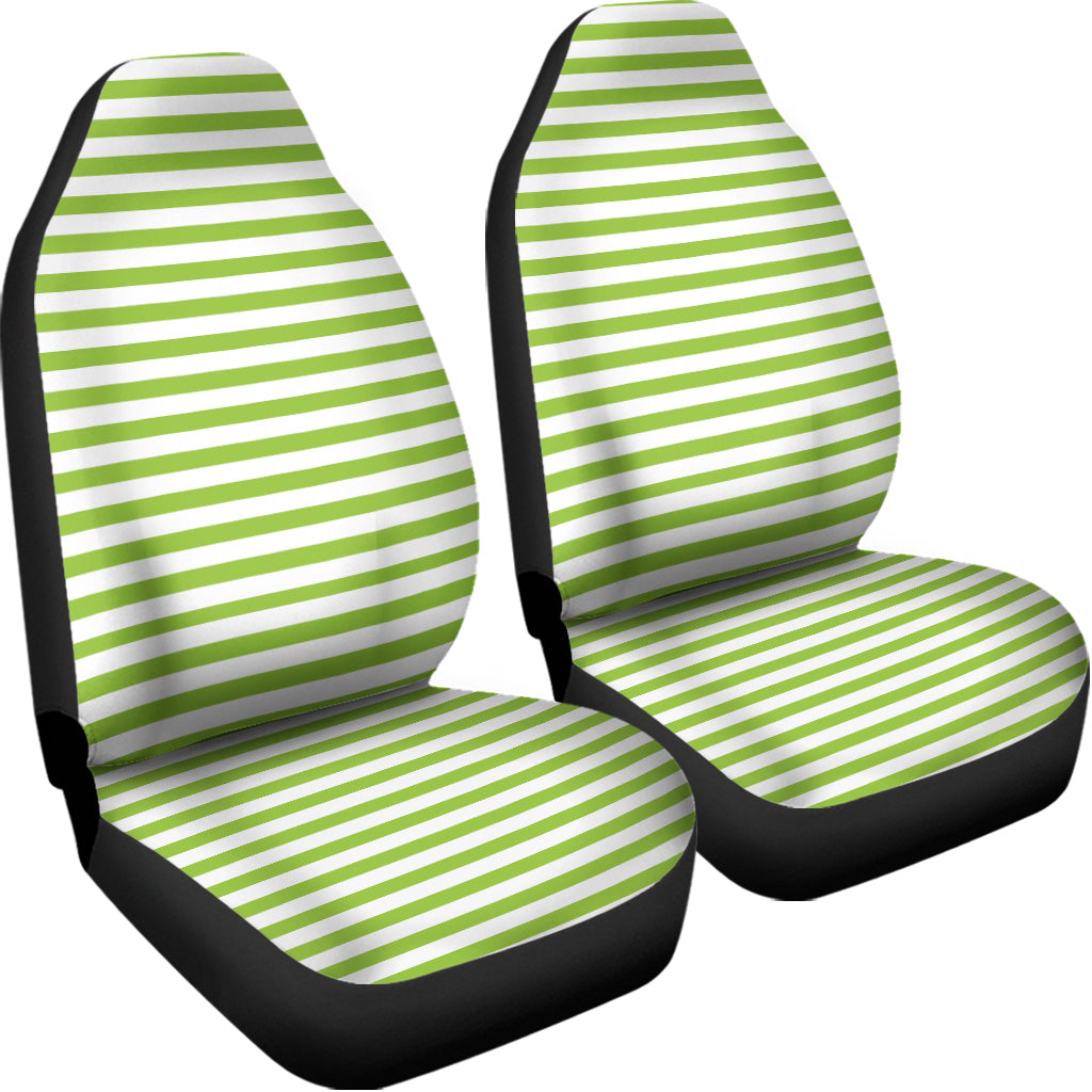 Green And White Striped Pattern Print Universal Fit Car Seat Covers