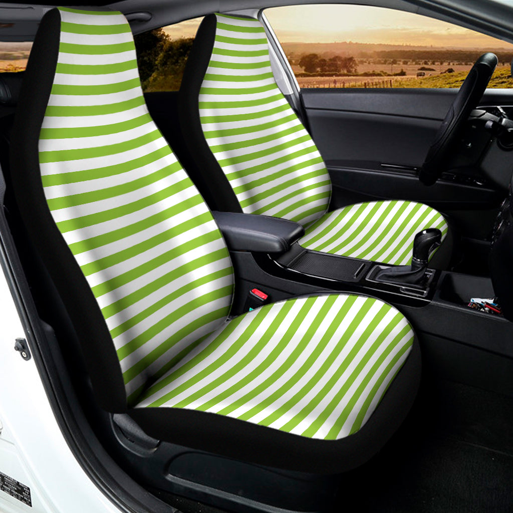 Green And White Striped Pattern Print Universal Fit Car Seat Covers