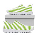 Green And White Striped Pattern Print White Running Shoes