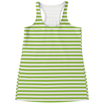 Green And White Striped Pattern Print Women's Racerback Tank Top