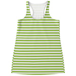 Green And White Striped Pattern Print Women's Racerback Tank Top