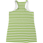 Green And White Striped Pattern Print Women's Racerback Tank Top