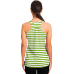 Green And White Striped Pattern Print Women's Racerback Tank Top