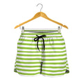Green And White Striped Pattern Print Women's Shorts