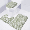 Green And White Tiger Stripe Camo Print 3 Piece Bath Mat Set