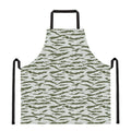 Green And White Tiger Stripe Camo Print Apron