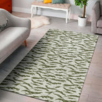 Green And White Tiger Stripe Camo Print Area Rug