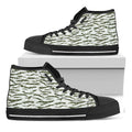 Green And White Tiger Stripe Camo Print Black High Top Sneakers