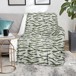 Green And White Tiger Stripe Camo Print Blanket