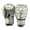 Green And White Tiger Stripe Camo Print Boxing Gloves