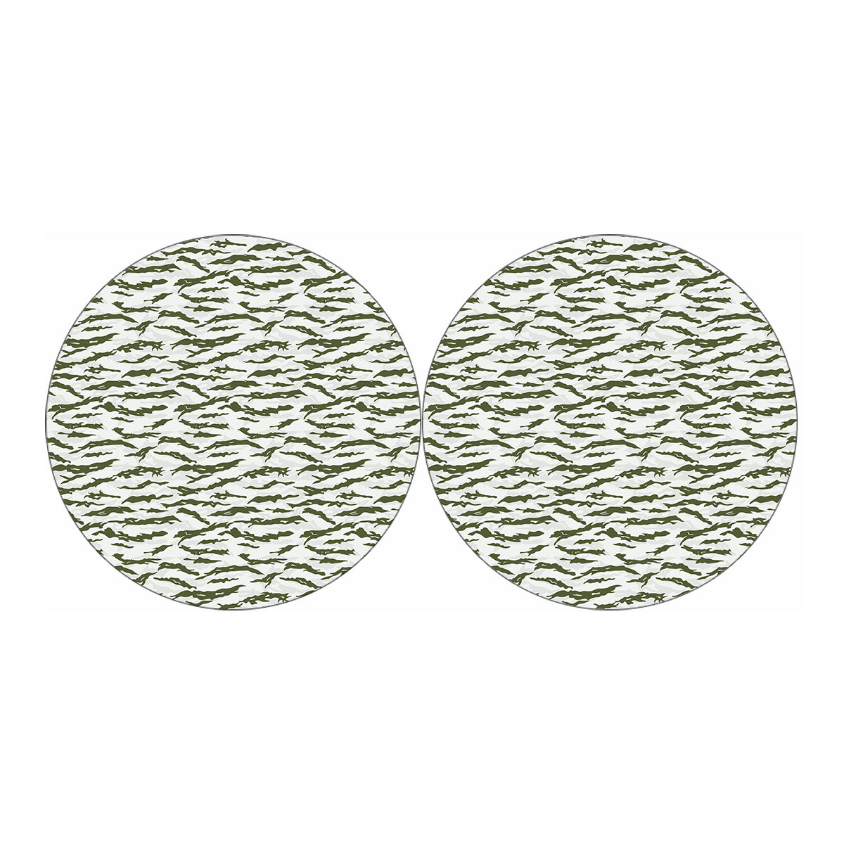 Green And White Tiger Stripe Camo Print Car Coasters