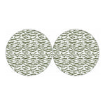 Green And White Tiger Stripe Camo Print Car Coasters
