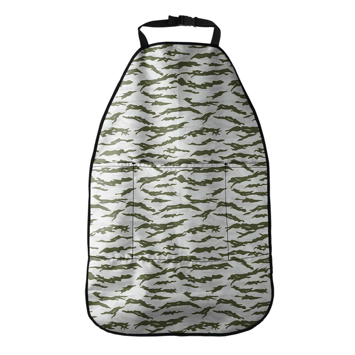 Green And White Tiger Stripe Camo Print Car Seat Organizers
