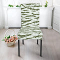 Green And White Tiger Stripe Camo Print Dining Chair Slipcover